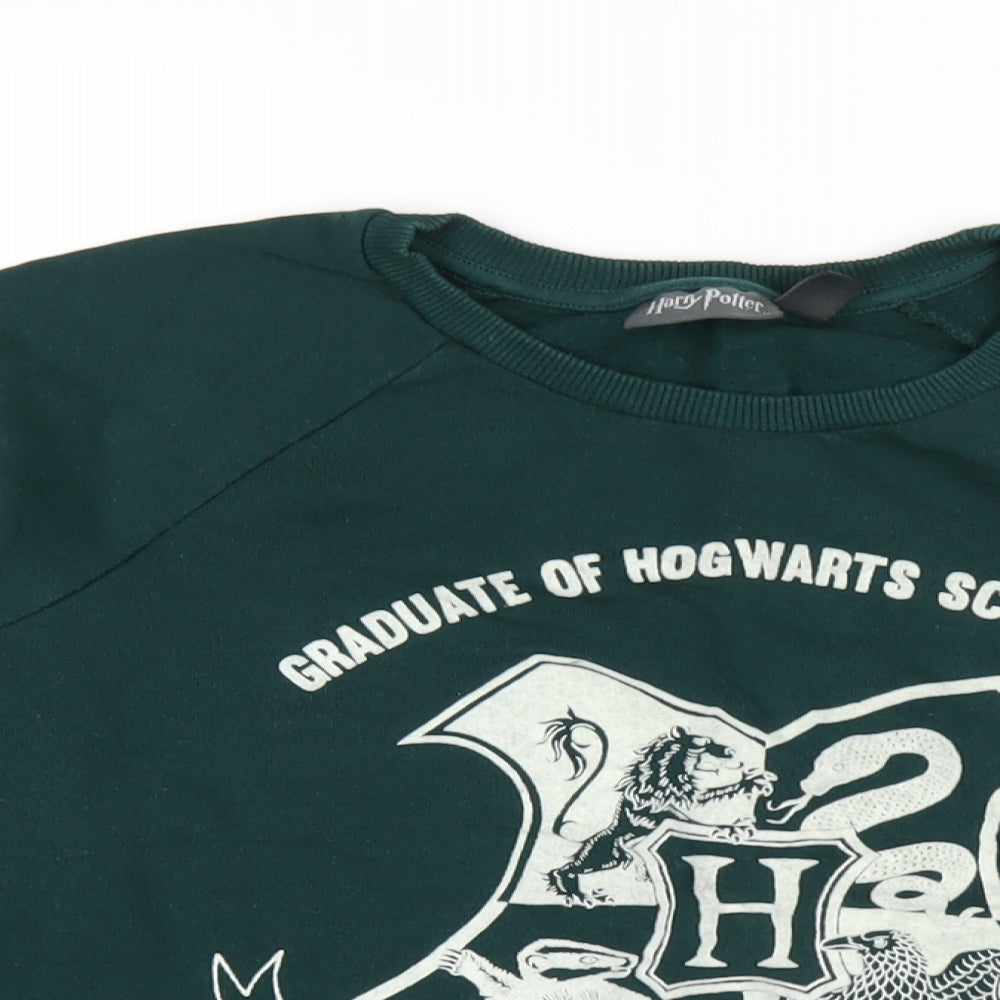 Harry Potter Womens Green Cotton Pullover Sweatshirt Size 14 Pullover - Hogwarts Crest