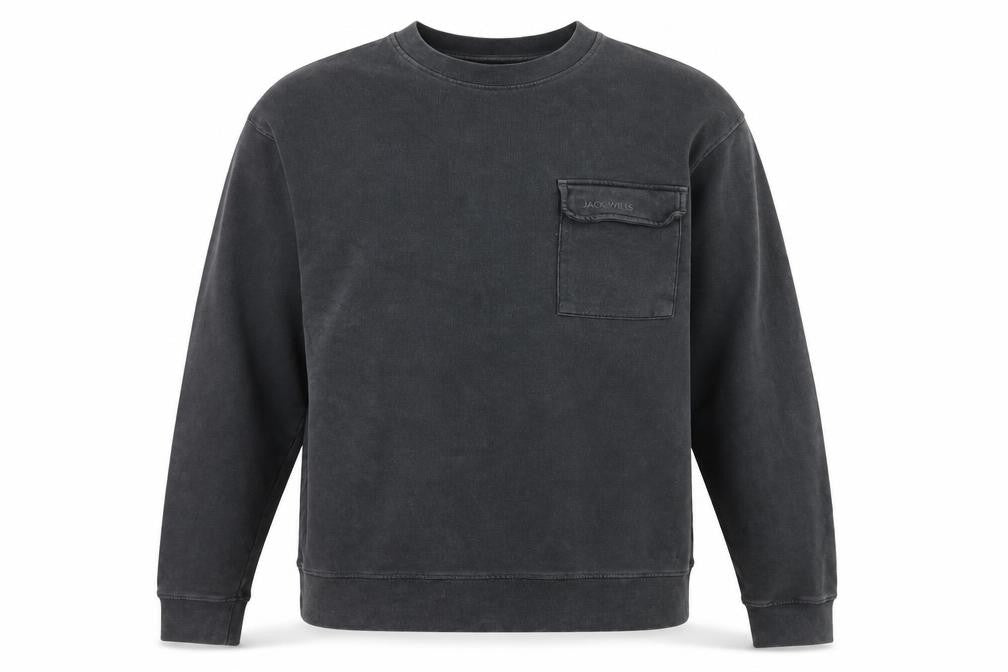 Front view of Jack Wills men’s grey cotton pullover sweatshirt, size L