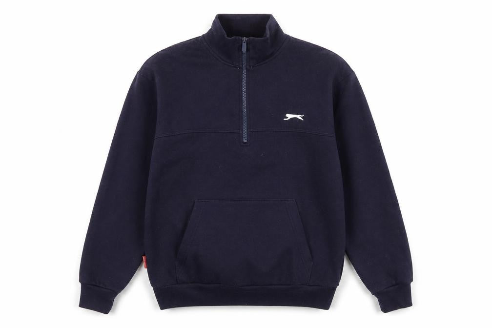 Front view of Slazenger men’s blue polyester pullover sweatshirt, size S