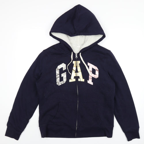 Gap Womens Blue Cotton Full Zip Hoodie Size L Zip