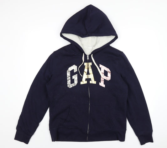 Gap Womens Blue Cotton Full Zip Hoodie Size L Zip