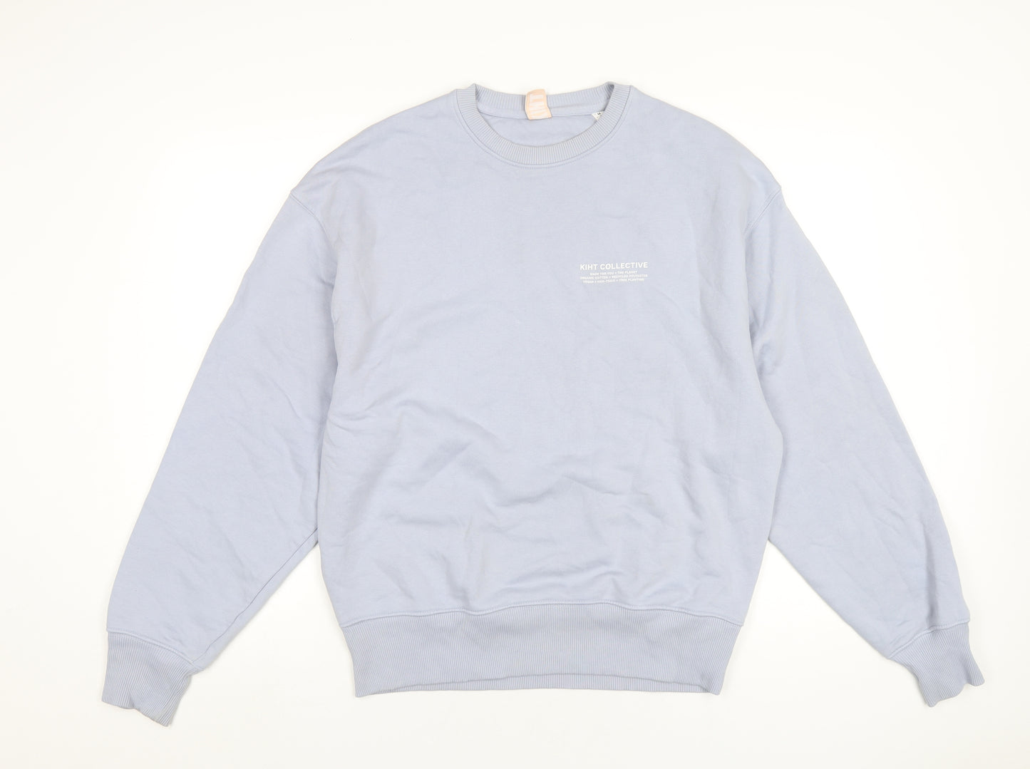 KIHT Mens Blue Cotton Pullover Sweatshirt Size M