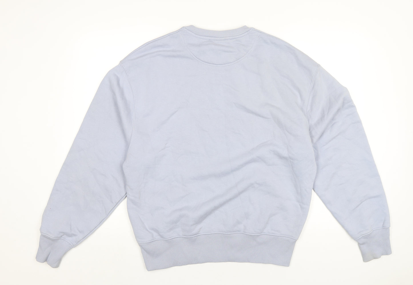 KIHT Mens Blue Cotton Pullover Sweatshirt Size M