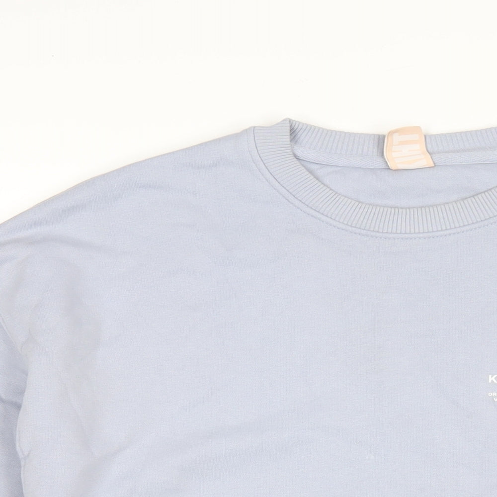 KIHT Mens Blue Cotton Pullover Sweatshirt Size M