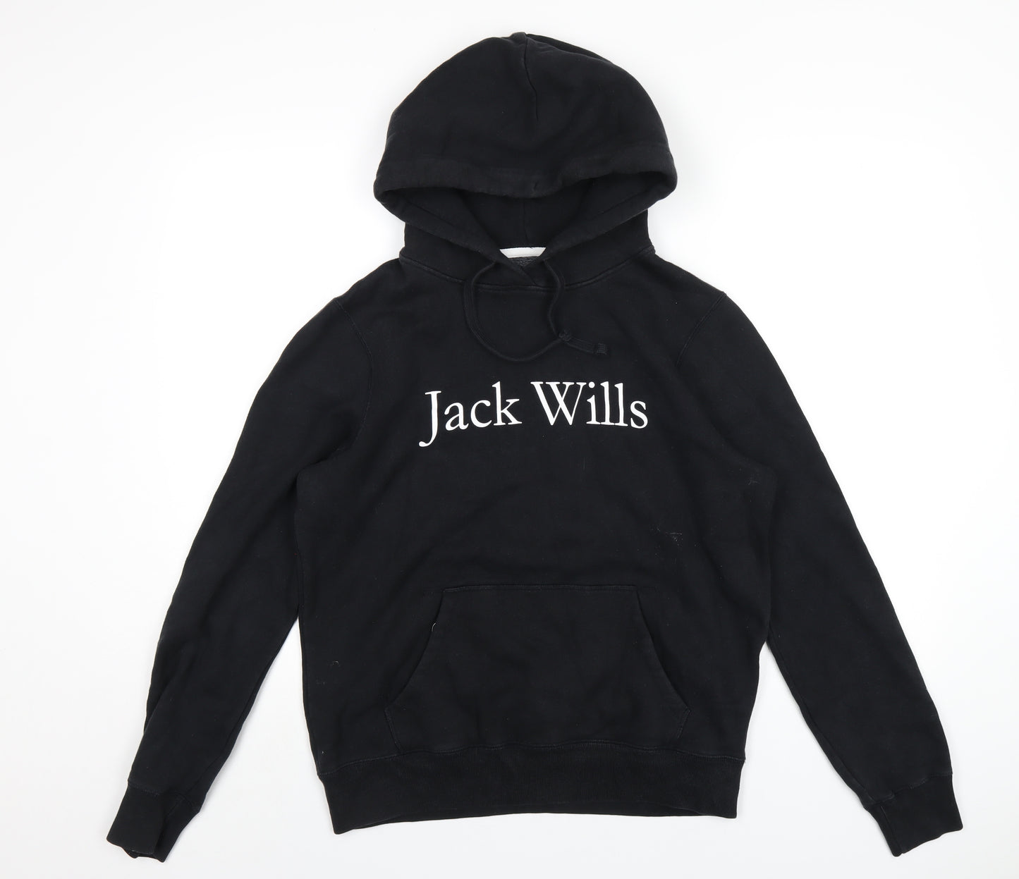 Jack Wills Womens Black Cotton Pullover Hoodie Size 12 Pullover