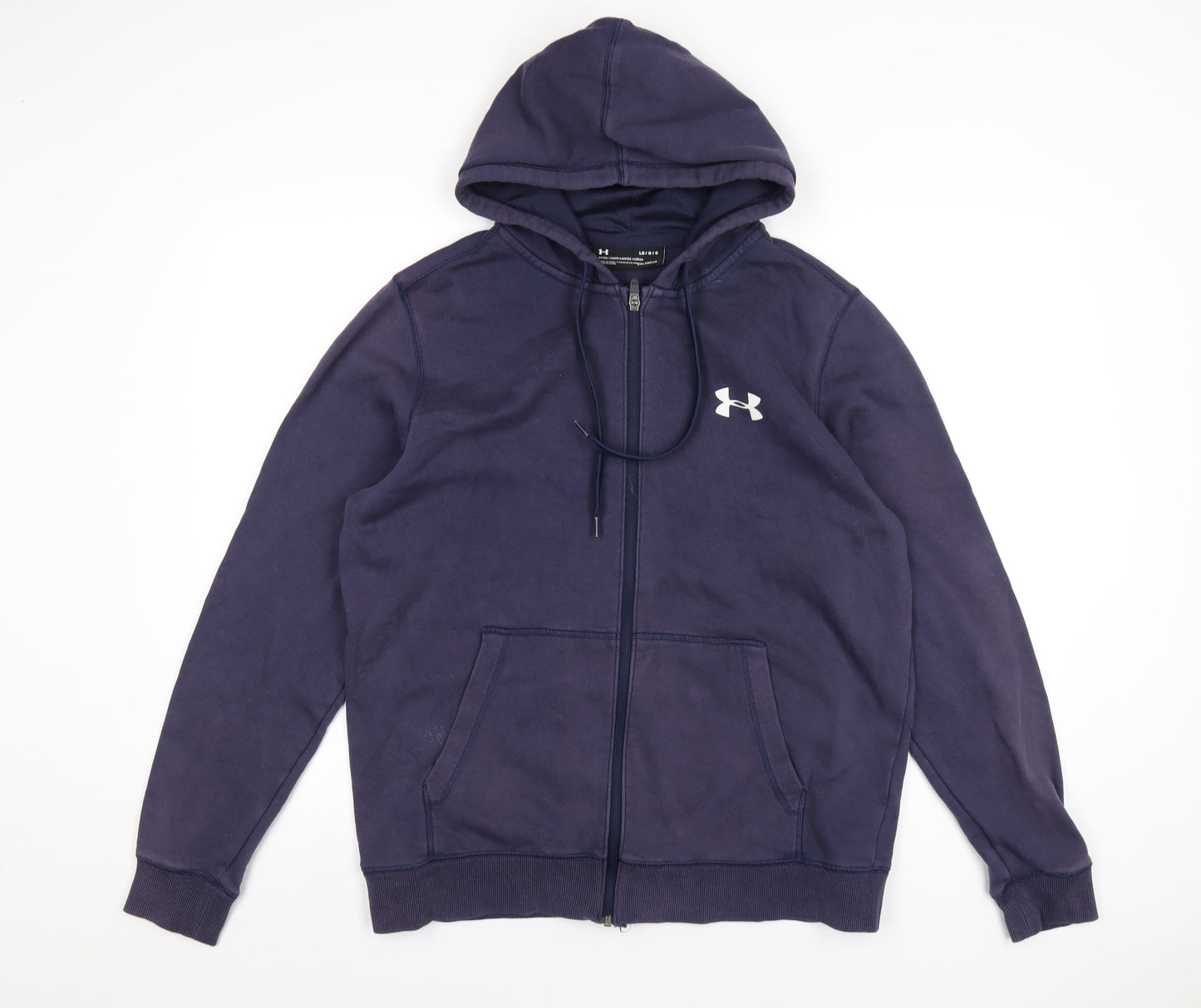 Under armour Mens Blue Cotton Full Zip Hoodie Size L