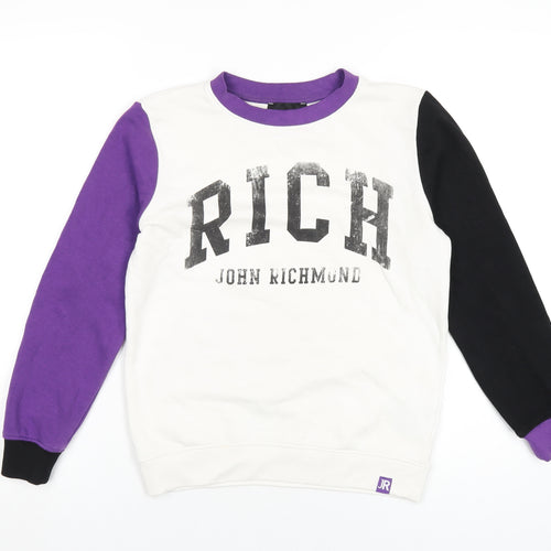 John Richmond Boys Multicoloured Cotton Pullover Sweatshirt Size 12 Years Pullover