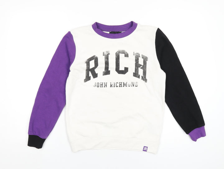 John Richmond Boys Multicoloured Cotton Pullover Sweatshirt Size 12 Years Pullover