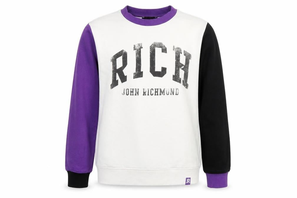 Front view of John Richmond boys’ multicoloured cotton pullover sweatshirt, size 12, years pullover