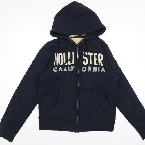 Hollister Mens Blue Cotton Full Zip Hoodie Size L - Embroidered Logo