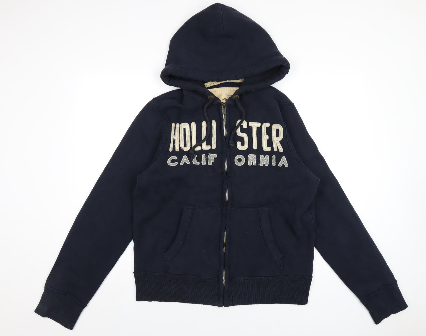 Hollister Mens Blue Cotton Full Zip Hoodie Size L - Embroidered Logo