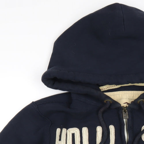 Hollister Mens Blue Cotton Full Zip Hoodie Size L - Embroidered Logo