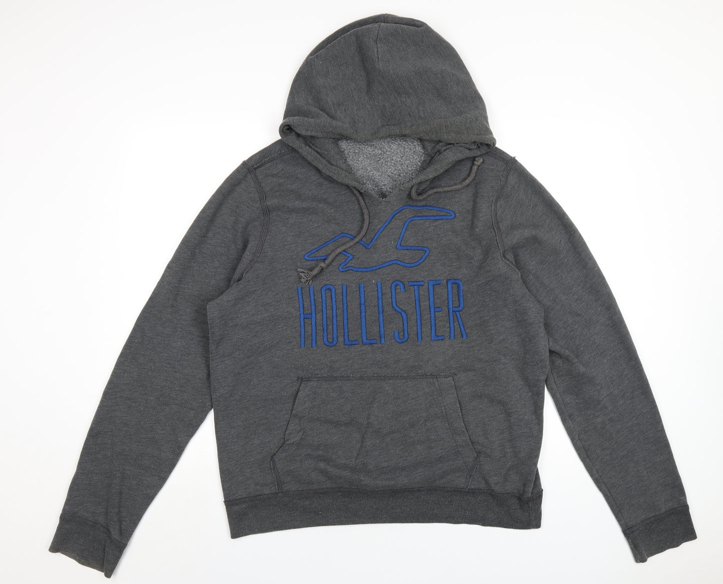 Hollister Mens Grey Cotton Pullover Hoodie Size XL - Embroidered Logo