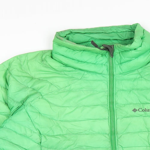 Columbia Mens Green Puffer Jacket Coat Size L Zip