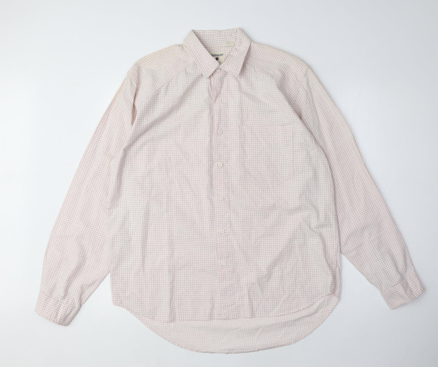 Barnaby Men's White Geometric Shirt M Long Sleeve