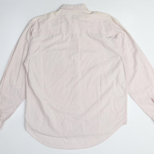 Barnaby Men's White Geometric Shirt M Long Sleeve