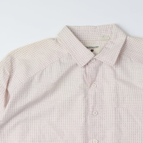 Barnaby Men's White Geometric Shirt M Long Sleeve