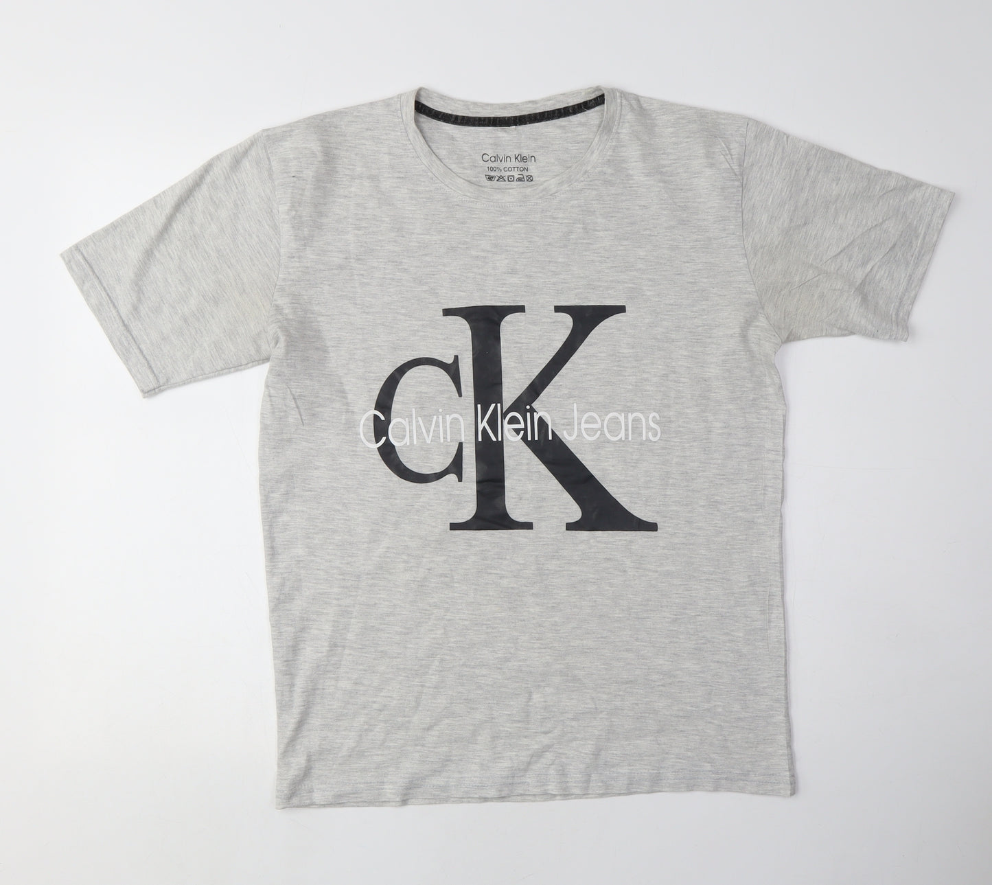 Calvin Klein Grey Men's Logo T-Shirt Large