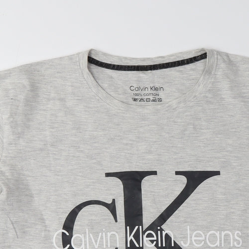 Calvin Klein Grey Men's Logo T-Shirt Large