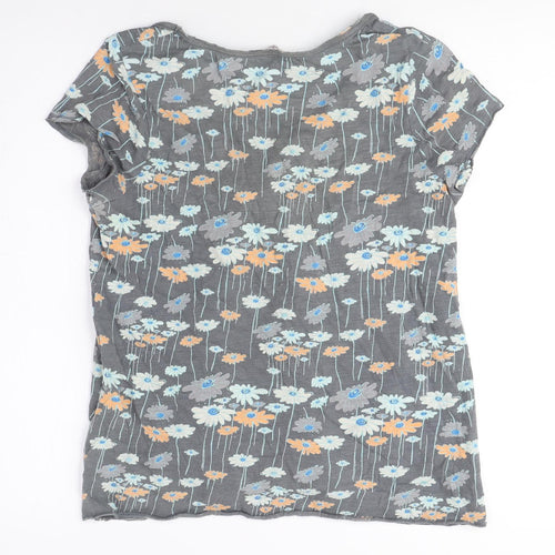 C&A Women's Floral Grey T-Shirt M