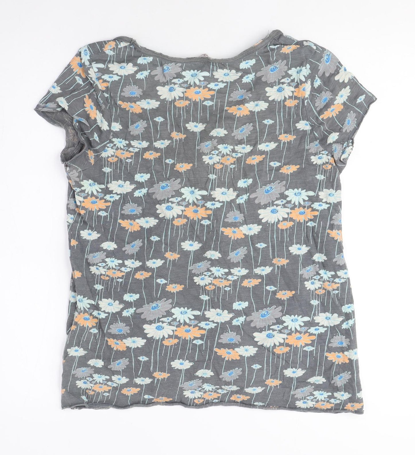C&A Women's Floral Grey T-Shirt M