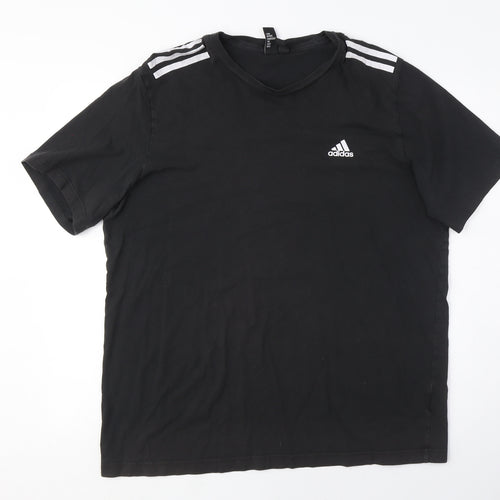 Adidas Men's Black Medium T-Shirt Logo Solid All Seasons