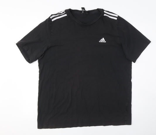 Adidas Men's Black Medium T-Shirt Logo Solid All Seasons