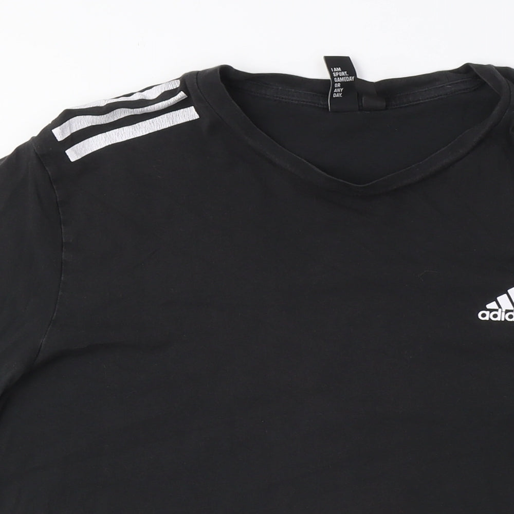 Adidas Men's Black Medium T-Shirt Logo Solid All Seasons