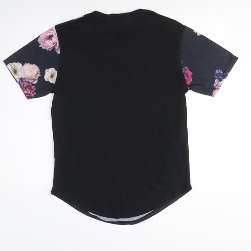 Illusive London Unisex Black Floral T-Shirt M Casual