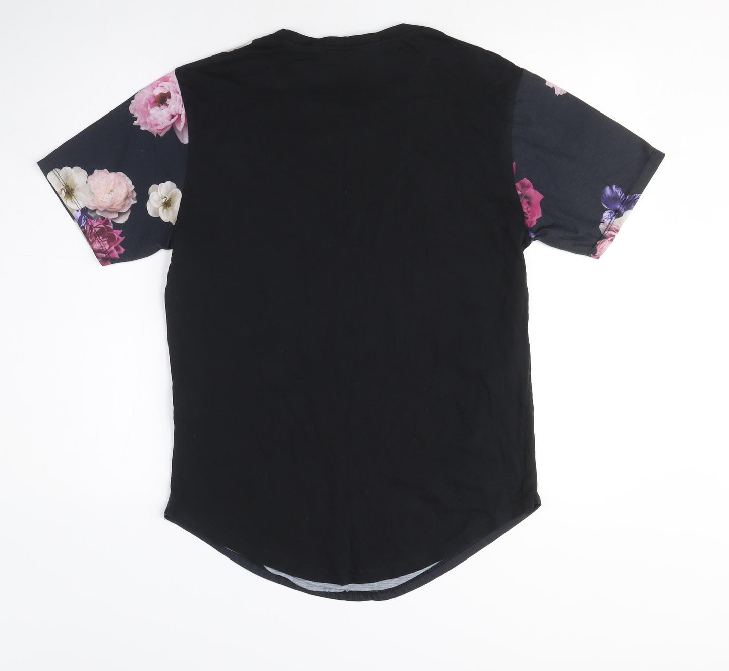 Illusive London Unisex Black Floral T-Shirt M Casual