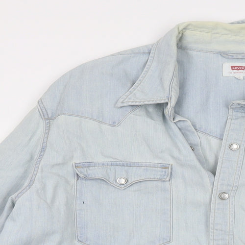 Levi's Mens Blue Cotton Button-Up Size XL Collared Snap