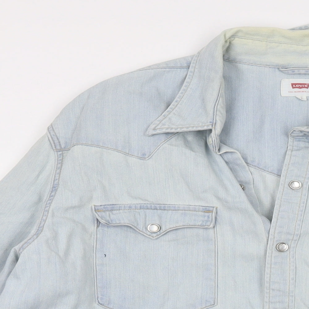Levi's Mens Blue Cotton Button-Up Size XL Collared Snap