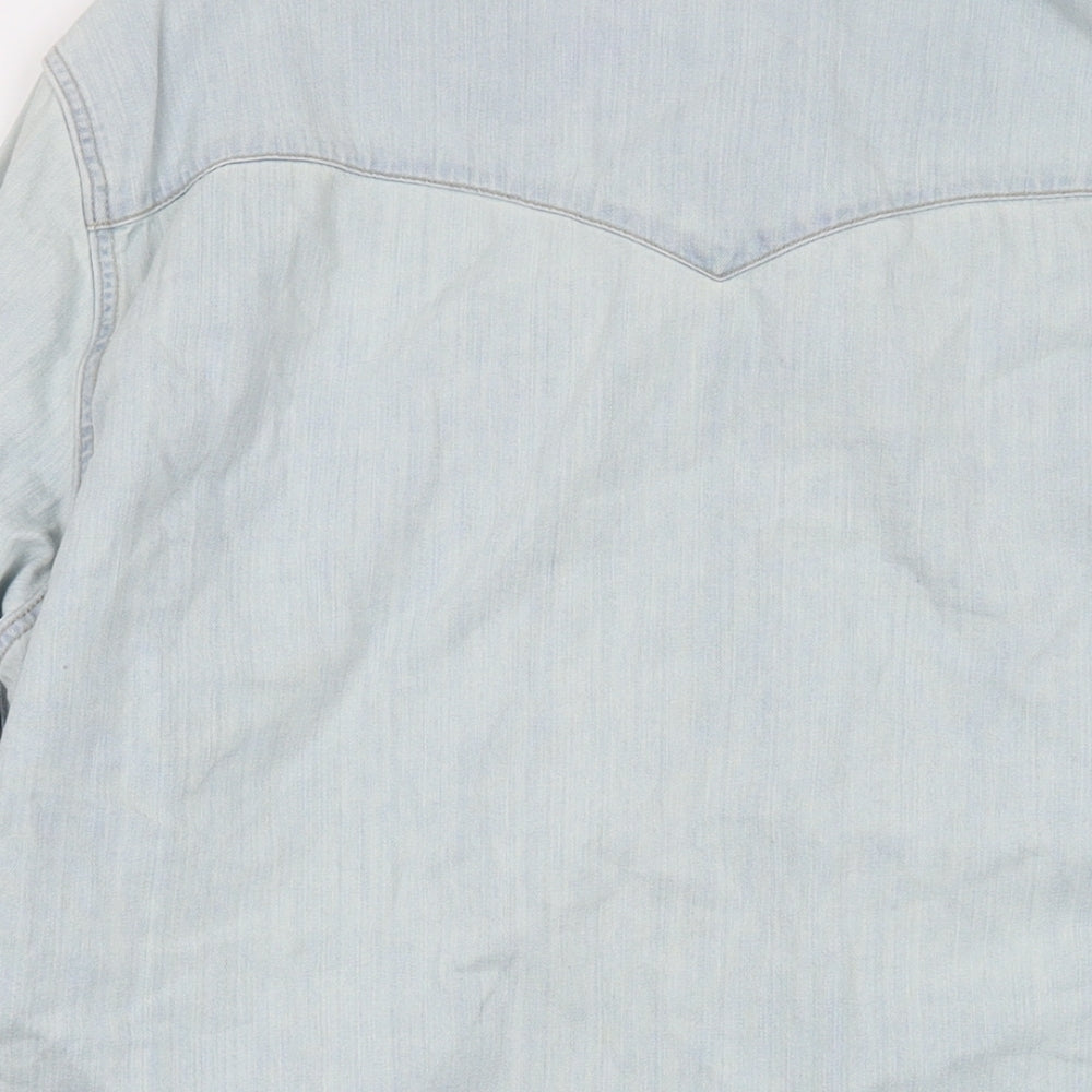 Levi's Mens Blue Cotton Button-Up Size XL Collared Snap