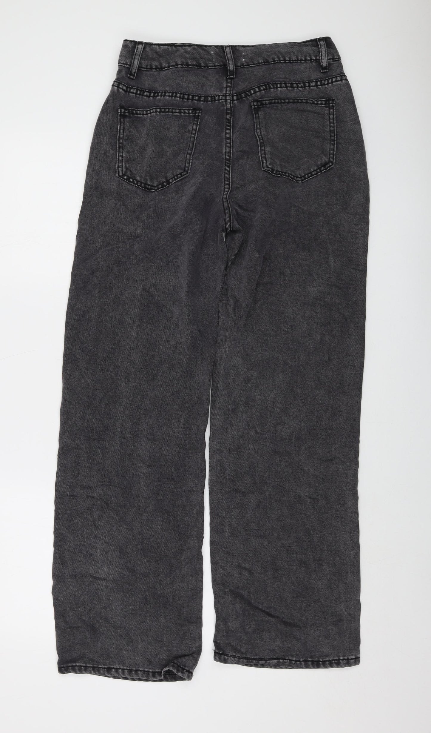 Yozy Womens Grey Polyester Wide-Leg Jeans Size S L30 in Regular Button