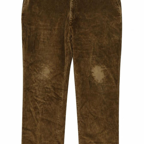 Alpendale Mens Brown Cotton Trousers Size 44 in L28 in Regular Button