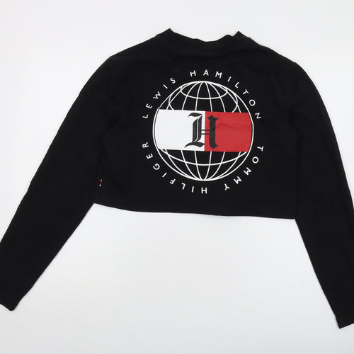 Tommy Hilfiger Lewis Hamilton Womens Black Cotton Pullover Sweatshirt Size M Pullover - Logo