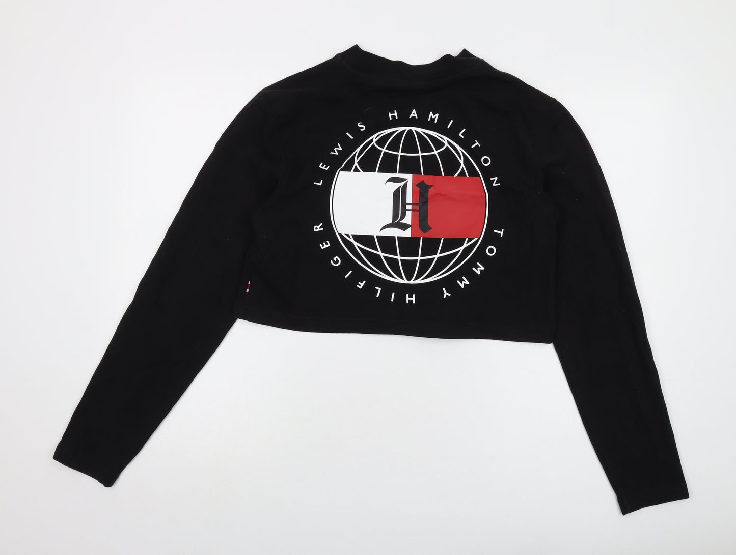 Tommy Hilfiger Lewis Hamilton Womens Black Cotton Pullover Sweatshirt Size M Pullover - Logo