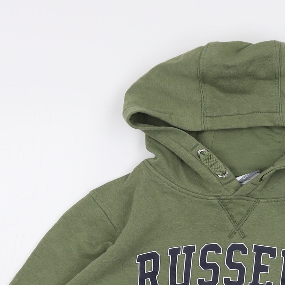 Russell Athletic Boys Green Cotton Pullover Hoodie Size 8-9 Years Pullover - Logo