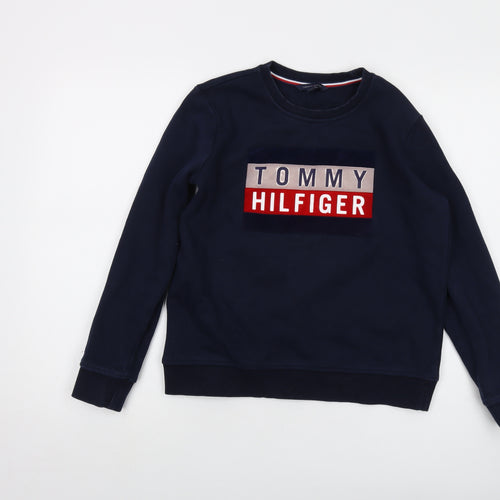 Tommy Hilfiger Womens Blue Cotton Pullover Sweatshirt Size S Pullover - Logo