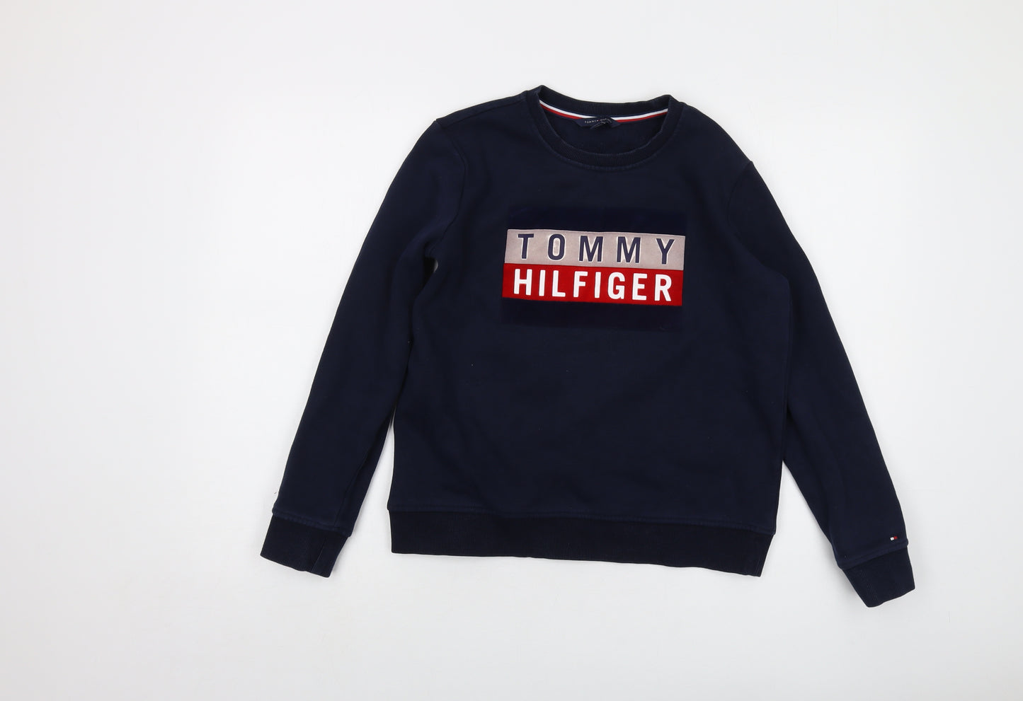 Tommy Hilfiger Womens Blue Cotton Pullover Sweatshirt Size S Pullover - Logo