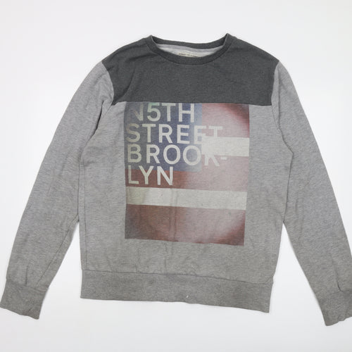 JACK & JONES Mens Grey Cotton Pullover Sweatshirt Size XL