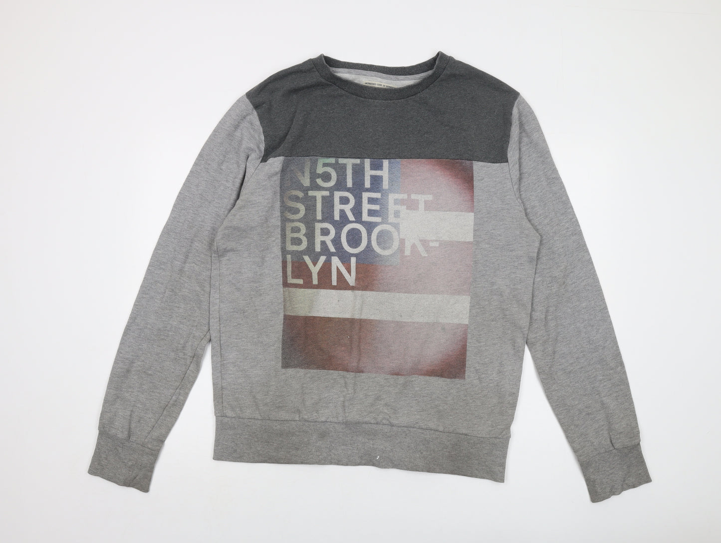 JACK & JONES Mens Grey Cotton Pullover Sweatshirt Size XL