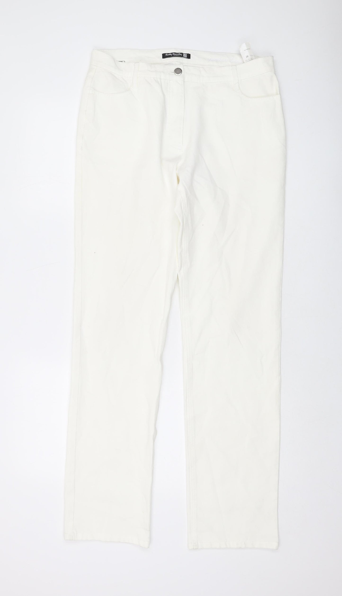 Betty Barclay Womens Ivory Cotton Straight Jeans Size 16 L33 in Regular Button