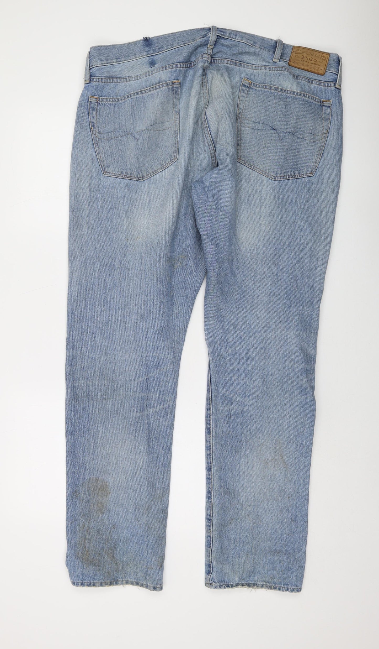 Polo Ralph Lauren Mens Blue Cotton Straight Jeans Size 42 in L32 in Regular Button