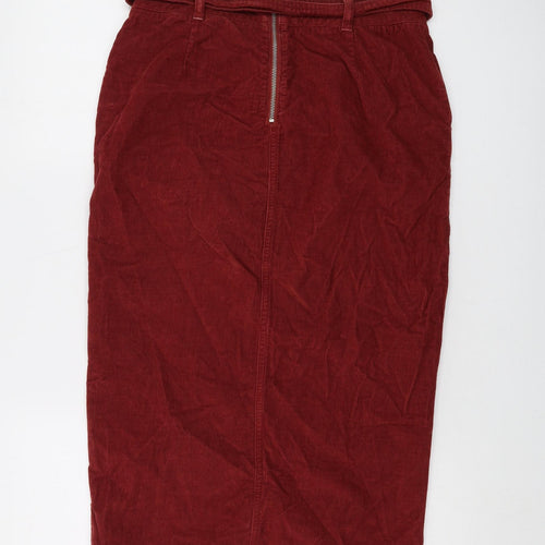 Mint Velvet Womens Red Cotton A-Line Skirt Size 10 Zip