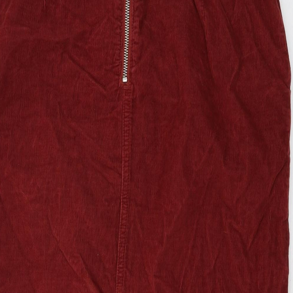 Mint Velvet Womens Red Cotton A-Line Skirt Size 10 Zip