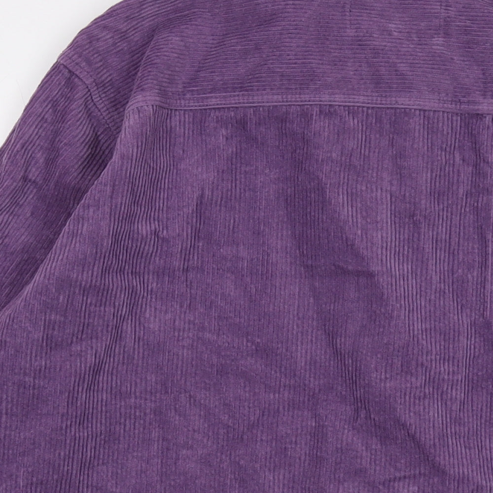 Pull&Bear Mens Purple Cotton Button-Up Size L Collared Button