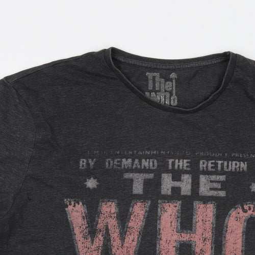 The Who Mens Grey Polyester T-Shirt Size L Crew Neck - Logo