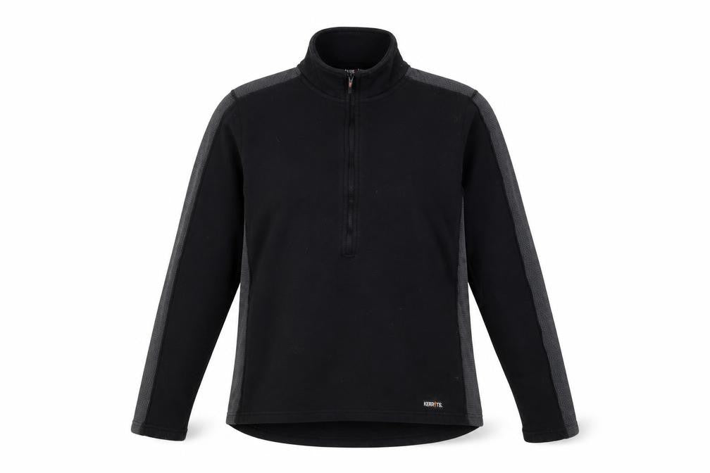 Front view of Kerrits women’s black polyester pullover sweatshirt, size M, zip