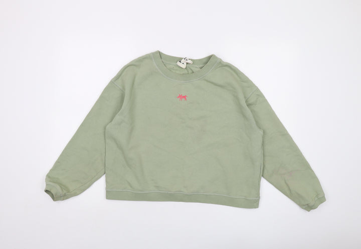 BIMBA Y LOLA Womens Green Cotton Pullover Sweatshirt Size S Pullover